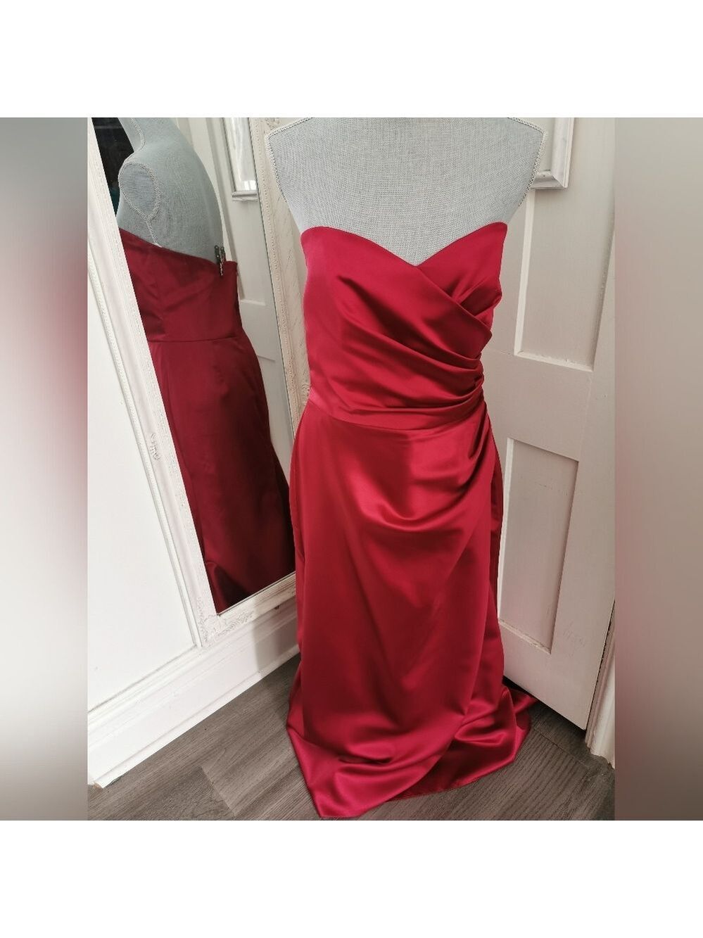Womens Formal Prom Fancy ❤️ Dessy Collection Red Gown Ruched Bodice Size 14